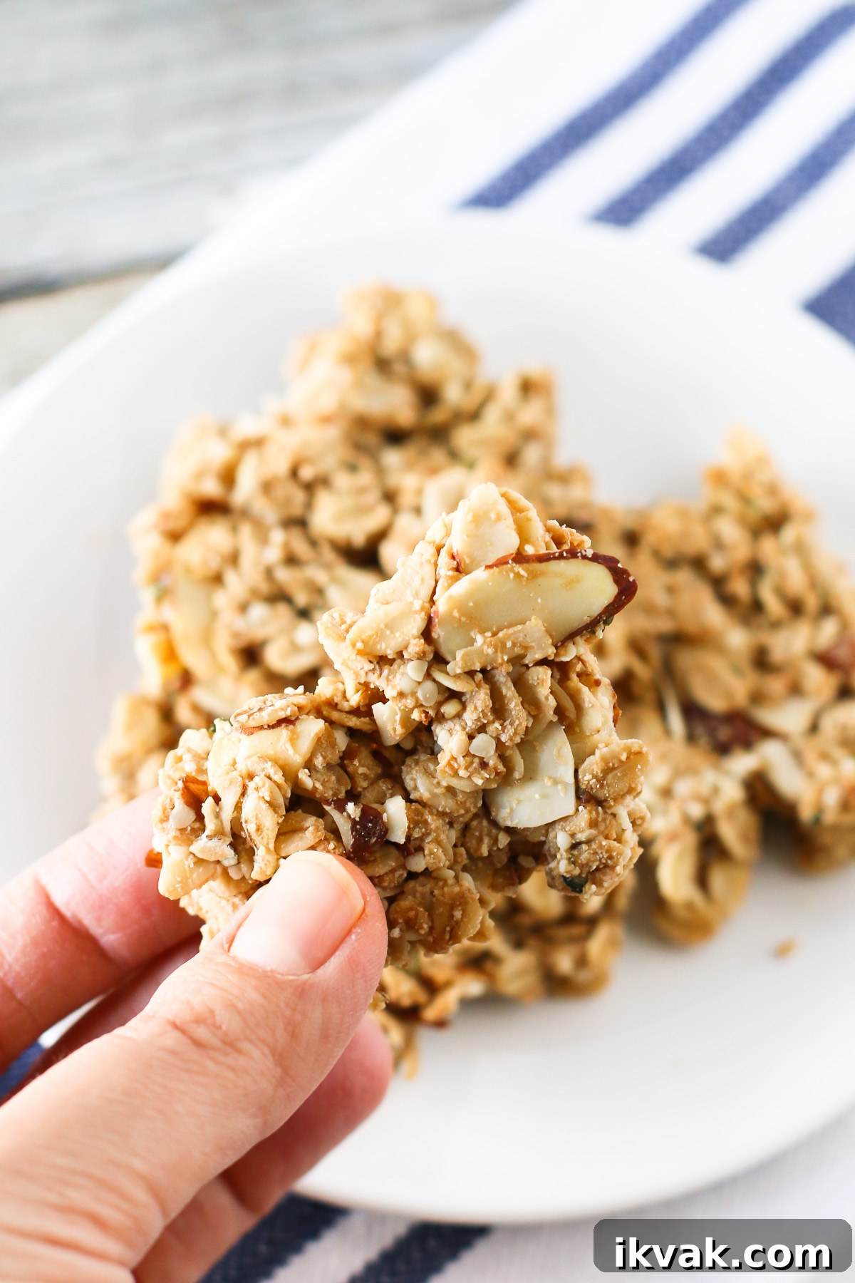 Gluten Free Vegan Maple Almond Granola Clusters. Check out those crispy, crunchy clusters of maple-sweetened granola!