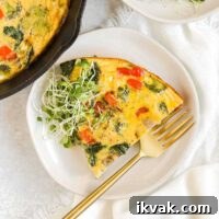 Dairy-Free Vegetable Frittata Gluten-Free Breakfast Recipe 13 Piece of vegetable frittata on a small white plate.