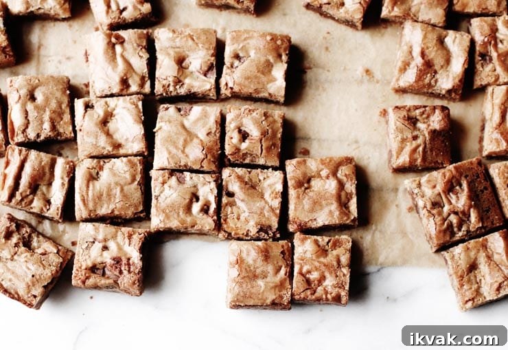 Closeup of Nancy Drew Blondies - Buttery, Chewy Blondies with Chocolate.