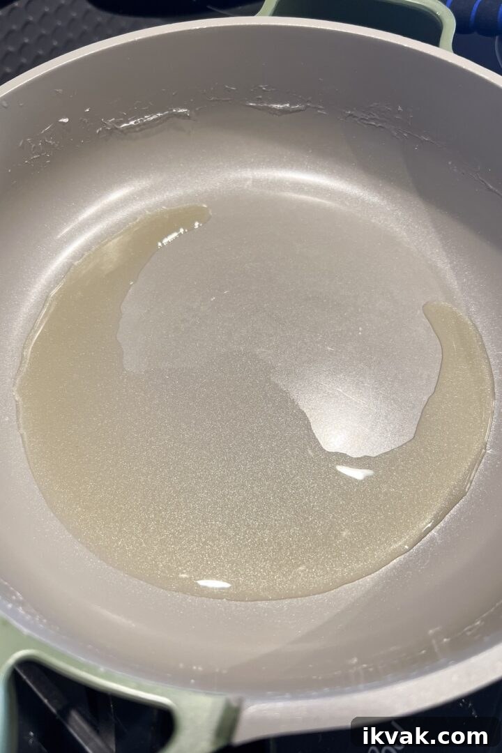 Olive oil in a large skillet