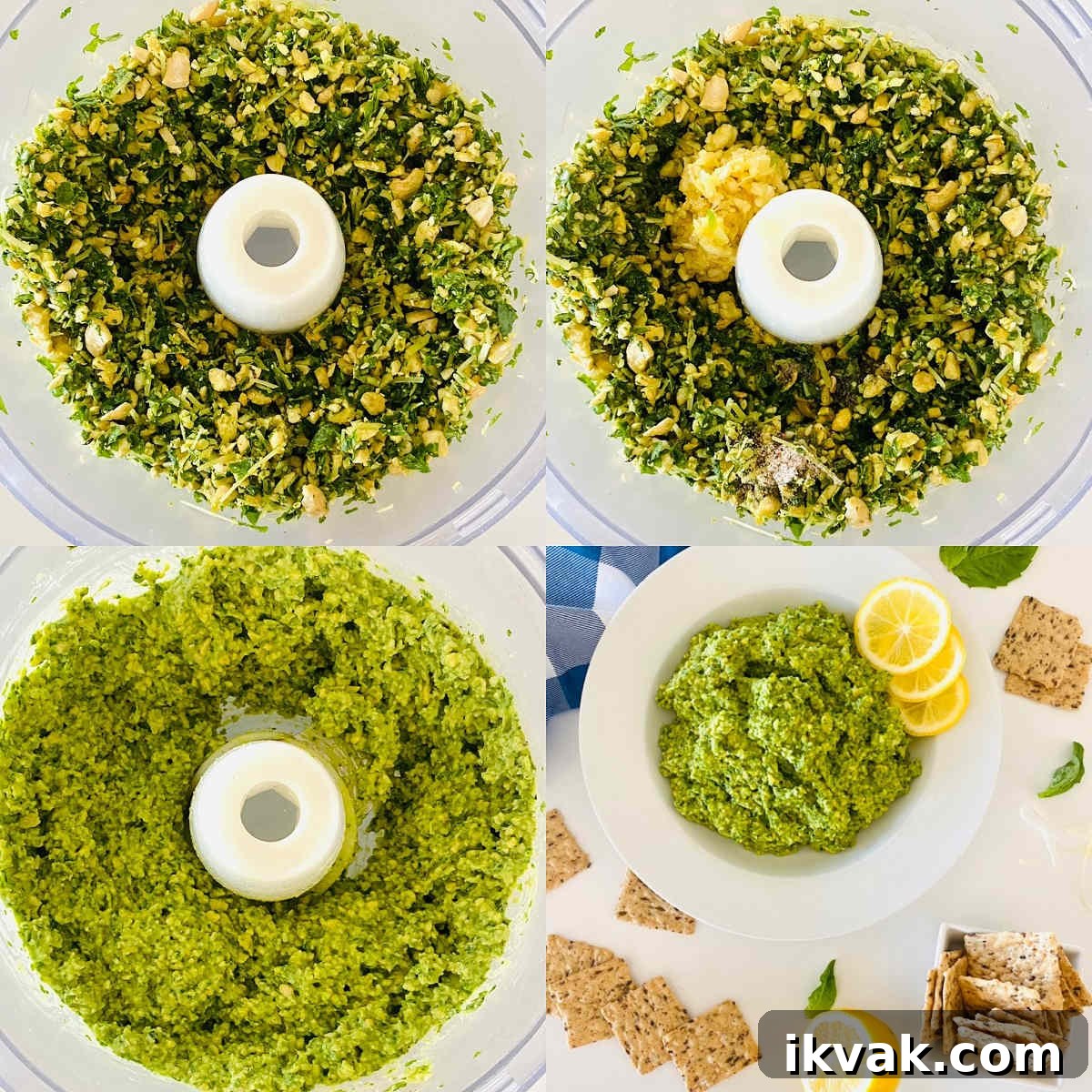 process shots 5-8 to make pesto with cashews