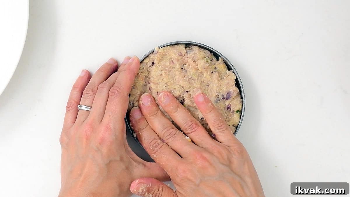 using a burger press to form turkey patties