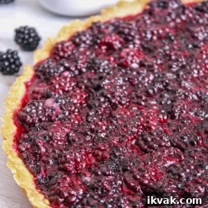 Blackberry Tart in a sweet crust ready to eat.