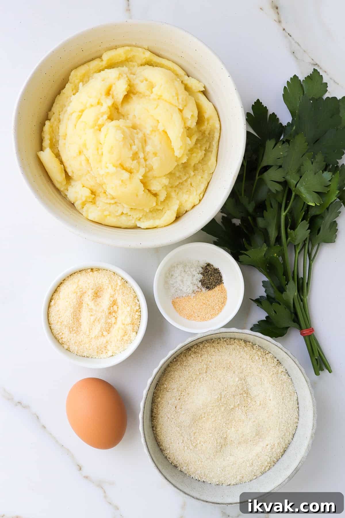 Crispy Air Fryer Potato Croquettes Recipe 4 Ingredients shown to make potato croquettes.
