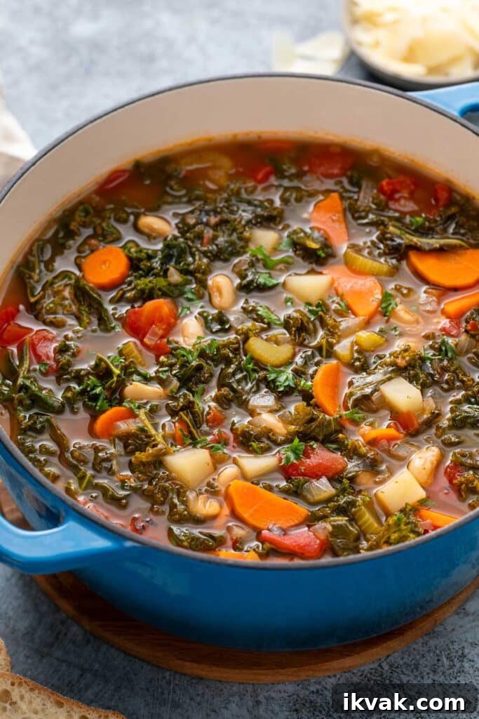 A pot of bean and vegetables soup