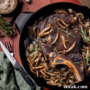 One Pan Ribeye Mushroom and Onion Skillet