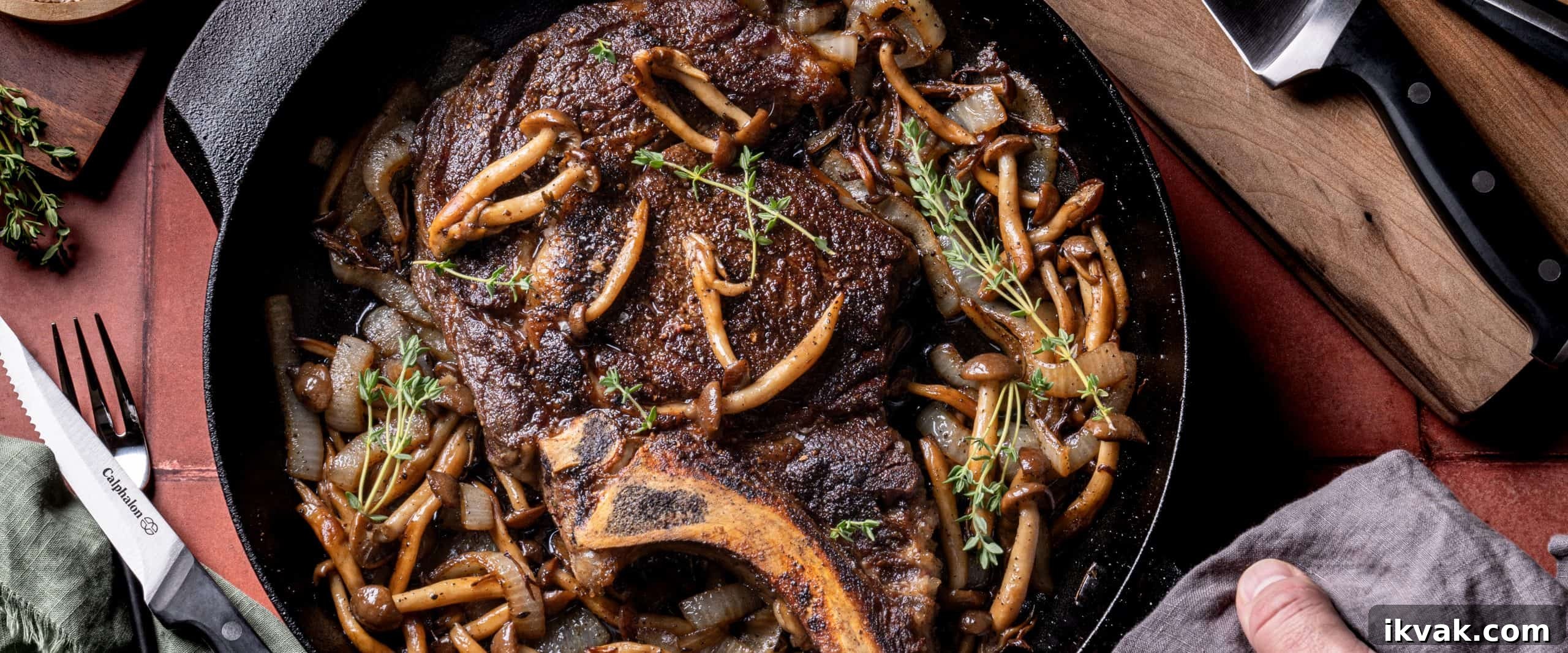 One Pan Ribeye Mushroom and Onion Skillet