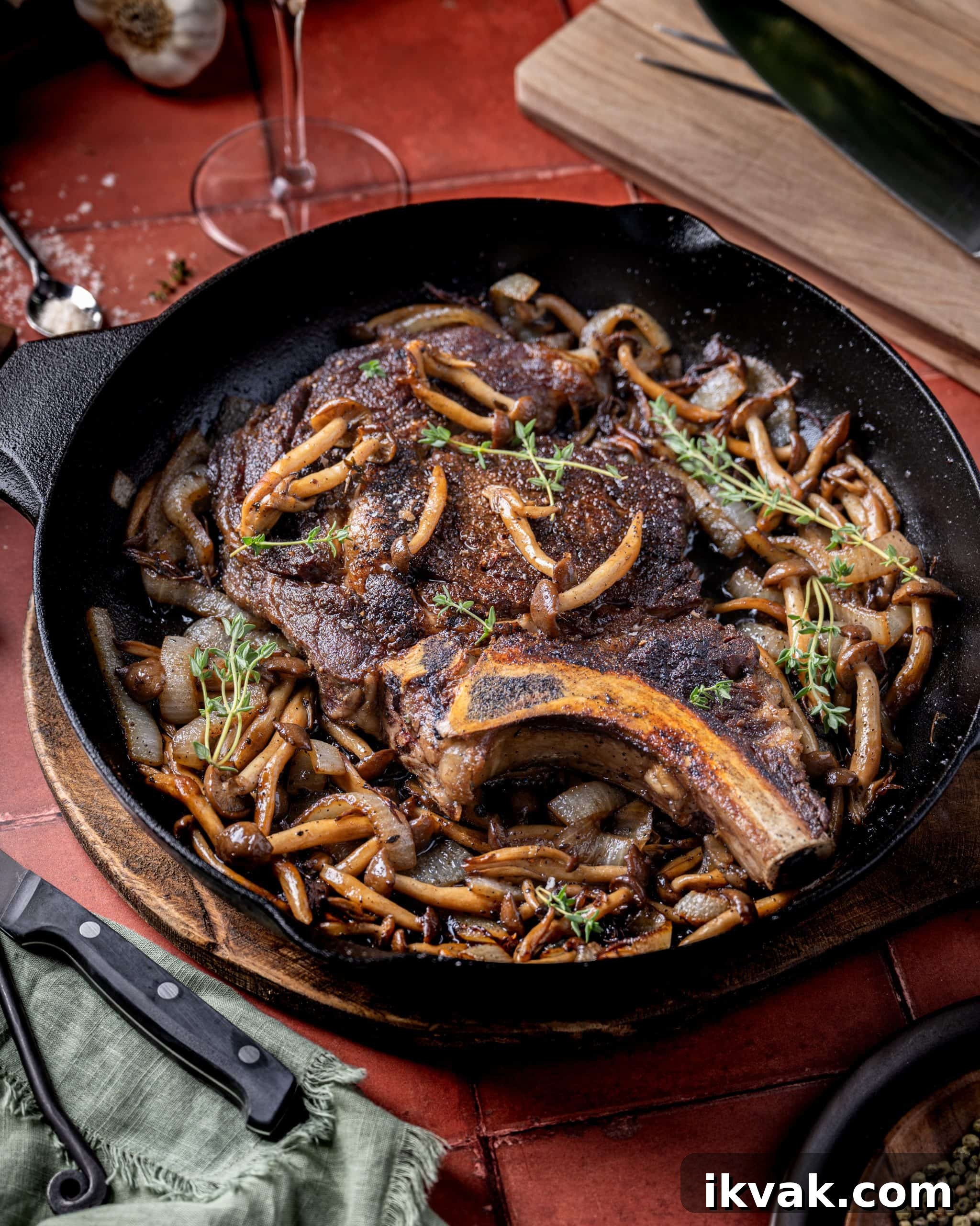 One Pan Ribeye Mushroom and Onion Skillet