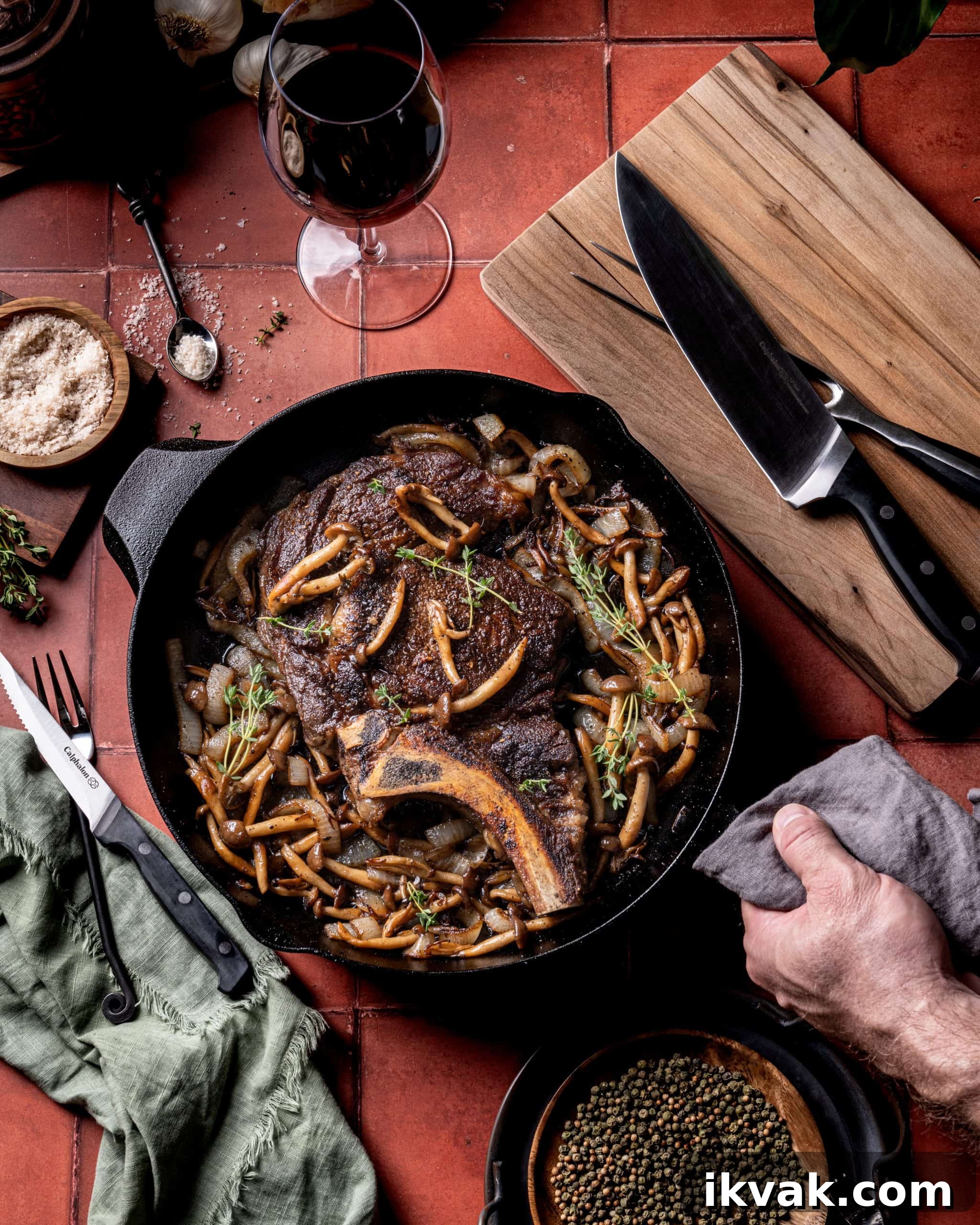 One Pan Ribeye Mushroom and Onion Skillet