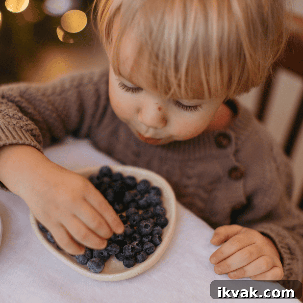 child eating blueberries child eating no added sugar blueberries
