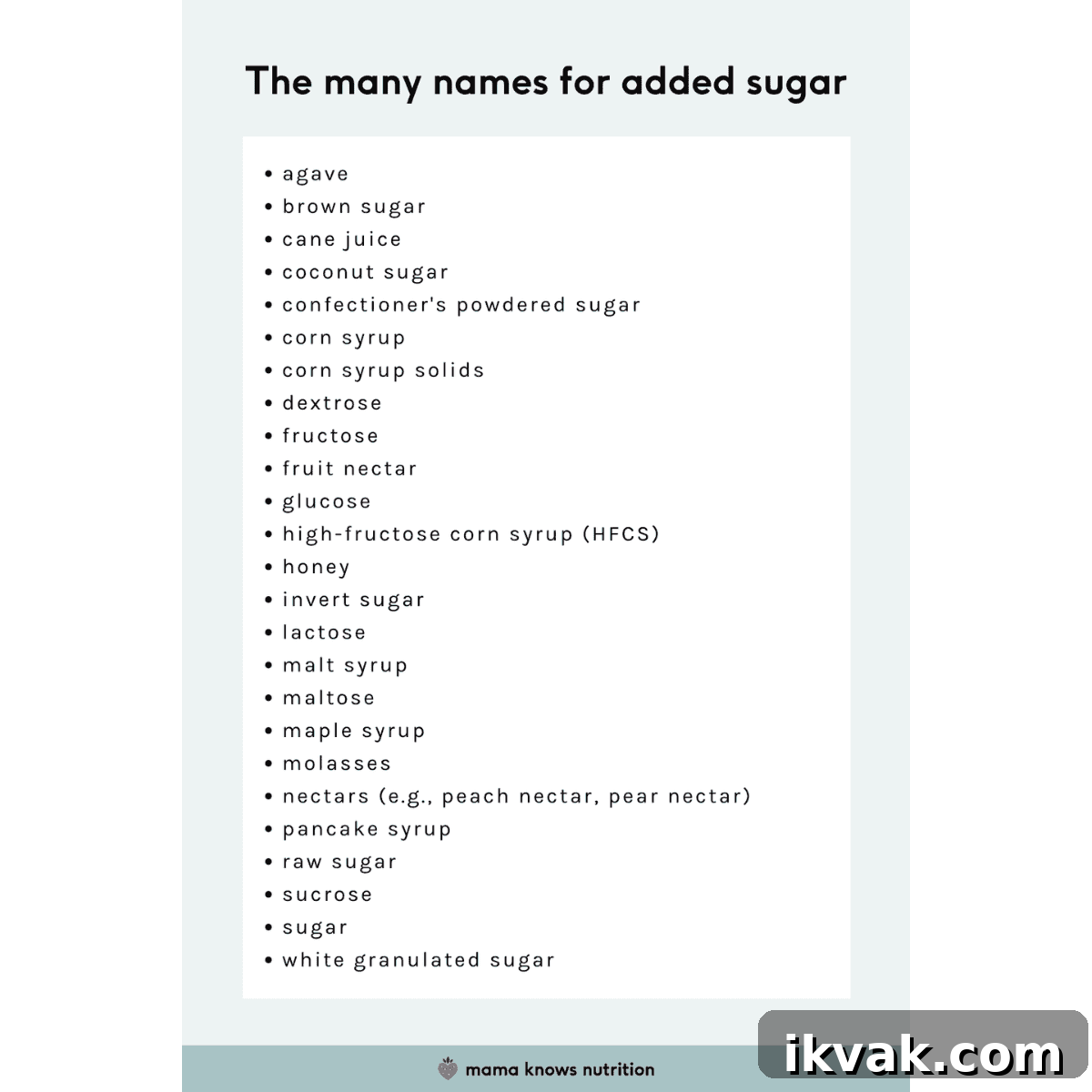 names for added sugar names for added sugar