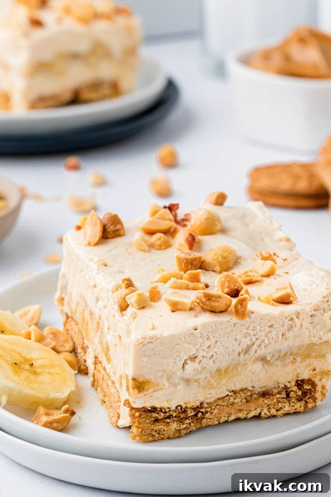 cold ice box cake on a plate with banana slices