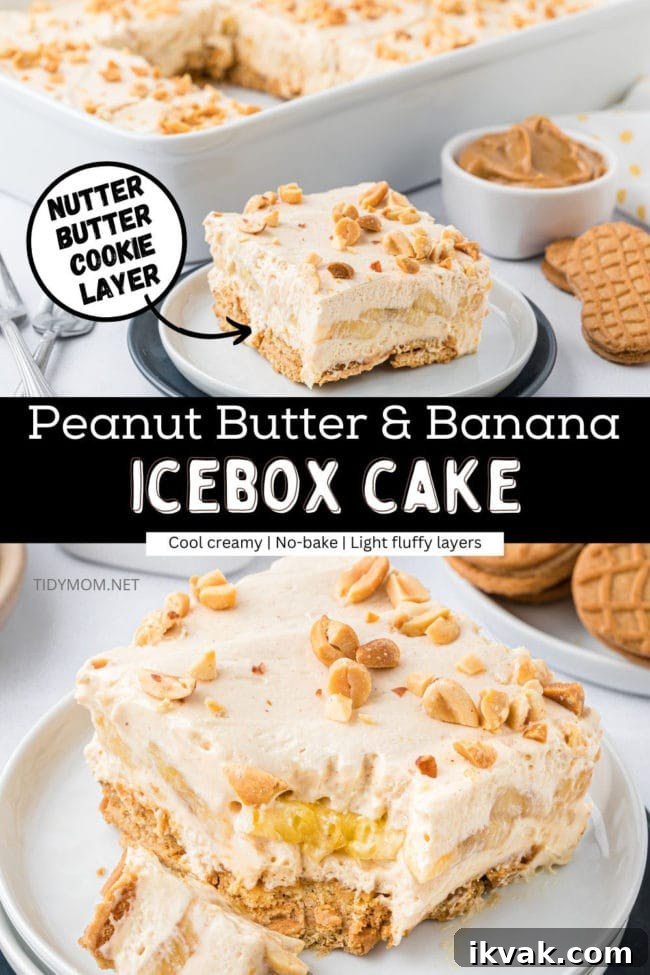 PB banana icebox cake photo collage.