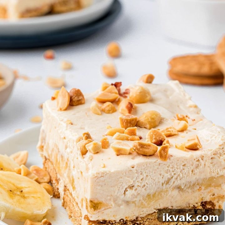 cold ice box cake on a plate with banana slices