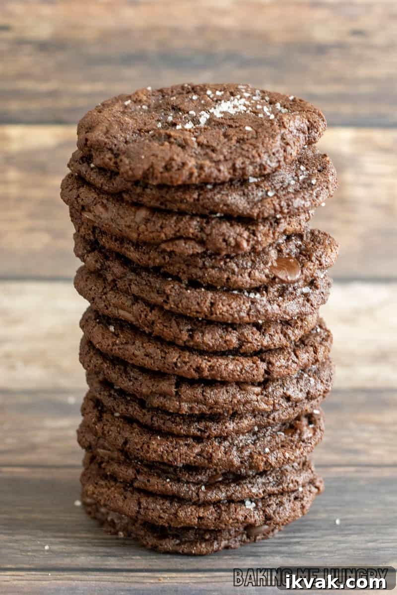 Salted Brownie cookies stacked