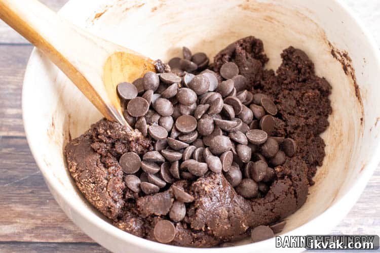 chocolate cookie dough with chocolate chips