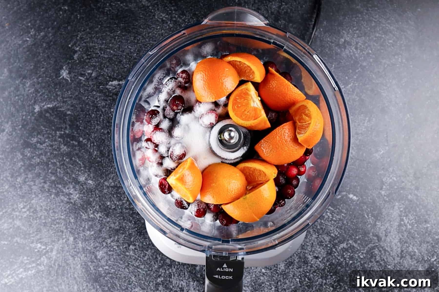 Zesty Cranberry Relish Recipe for Holiday Tables 5 all cranberry relish ingredients in the food processor before blending.