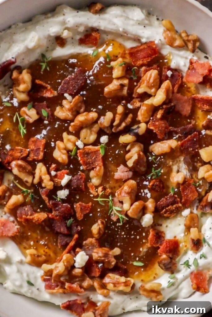 whipped blue cheese dip with fig jam and bacon