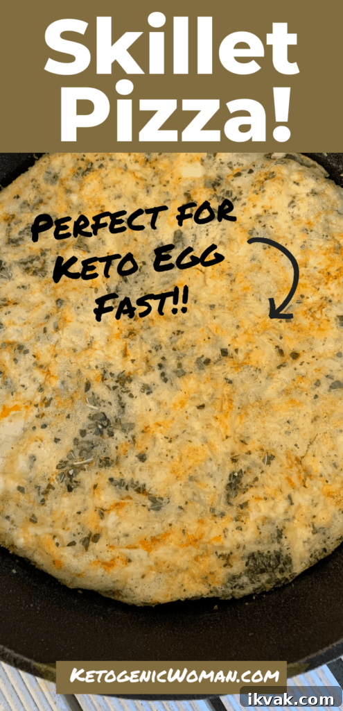 Low-Carb Skillet Cheese Pizza Recipe (Keto & Egg Fast Friendly) 5 Skillet Pizza Pinterest Pin