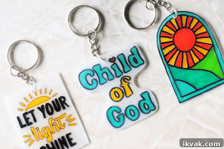 3 YW camp shrinky dink keychains in varying designs