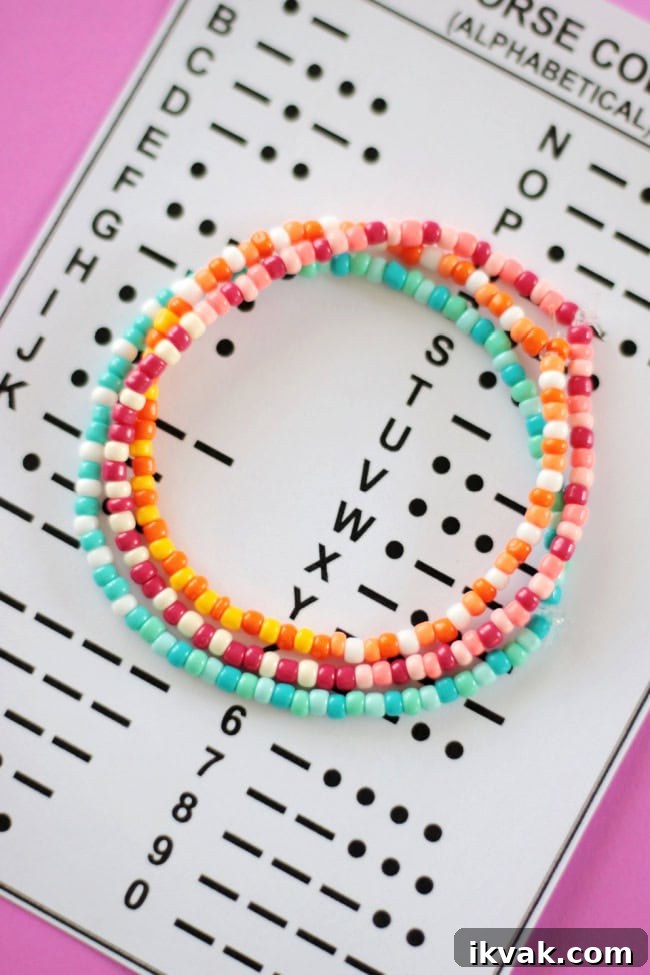 morse code bracelets on top of morse code chart