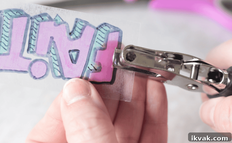 hole punch in shrinky dink design