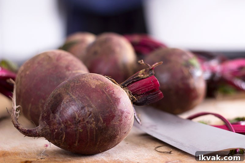 Trimmed beetroots before cooking