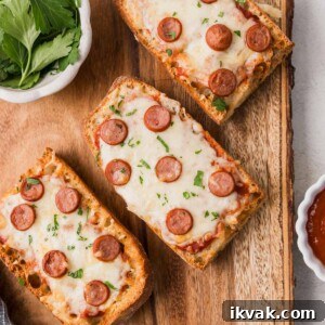 air fryer french bread pizza on the cutting board.