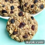 A plate of Bakery Style Soft and Chewy Oatmeal Raisin Cookies