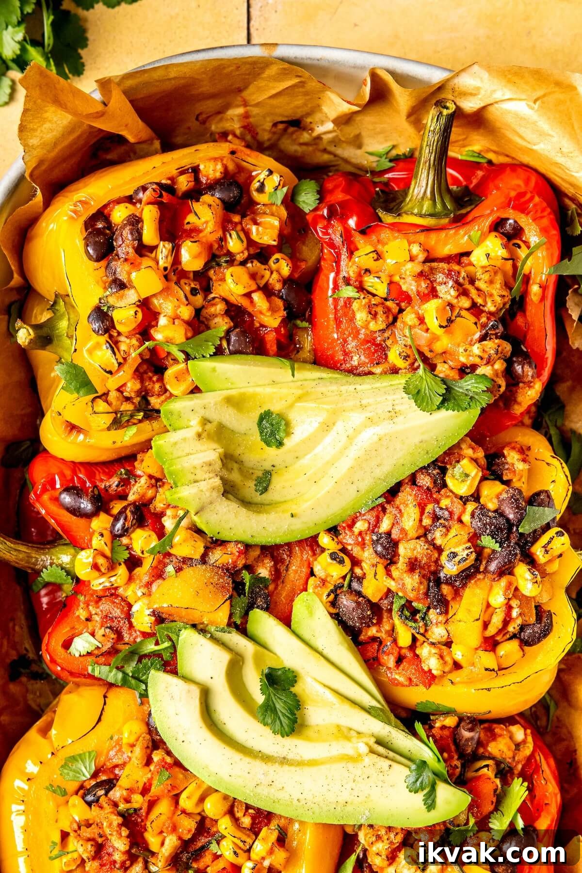 Southwest-Style Stuffed Peppers with Savory Beef and Corn 2 Southwest Stuffed Peppers with Black Beans and Corn - Olivia Adriance
