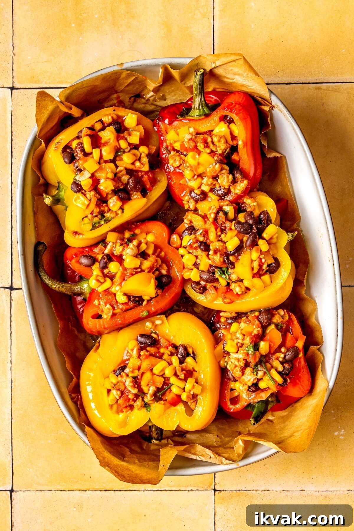 Southwest-Style Stuffed Peppers with Savory Beef and Corn 13 How to Make Southwest Stuffed Peppers with Black Beans and Corn Step 7 - Olivia Adriance