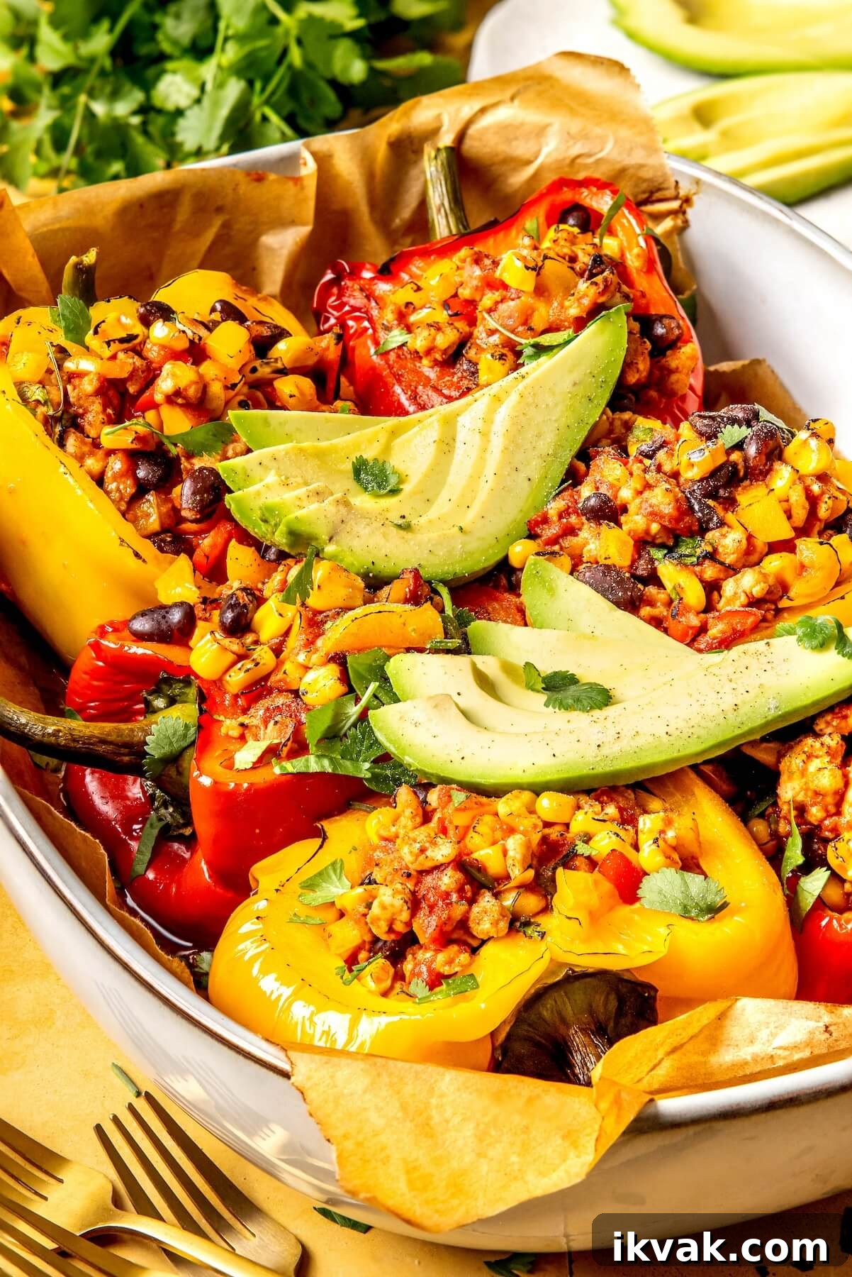 Southwest-Style Stuffed Peppers with Savory Beef and Corn 3 Southwest Stuffed Peppers with Black Beans and Corn - Olivia Adriance