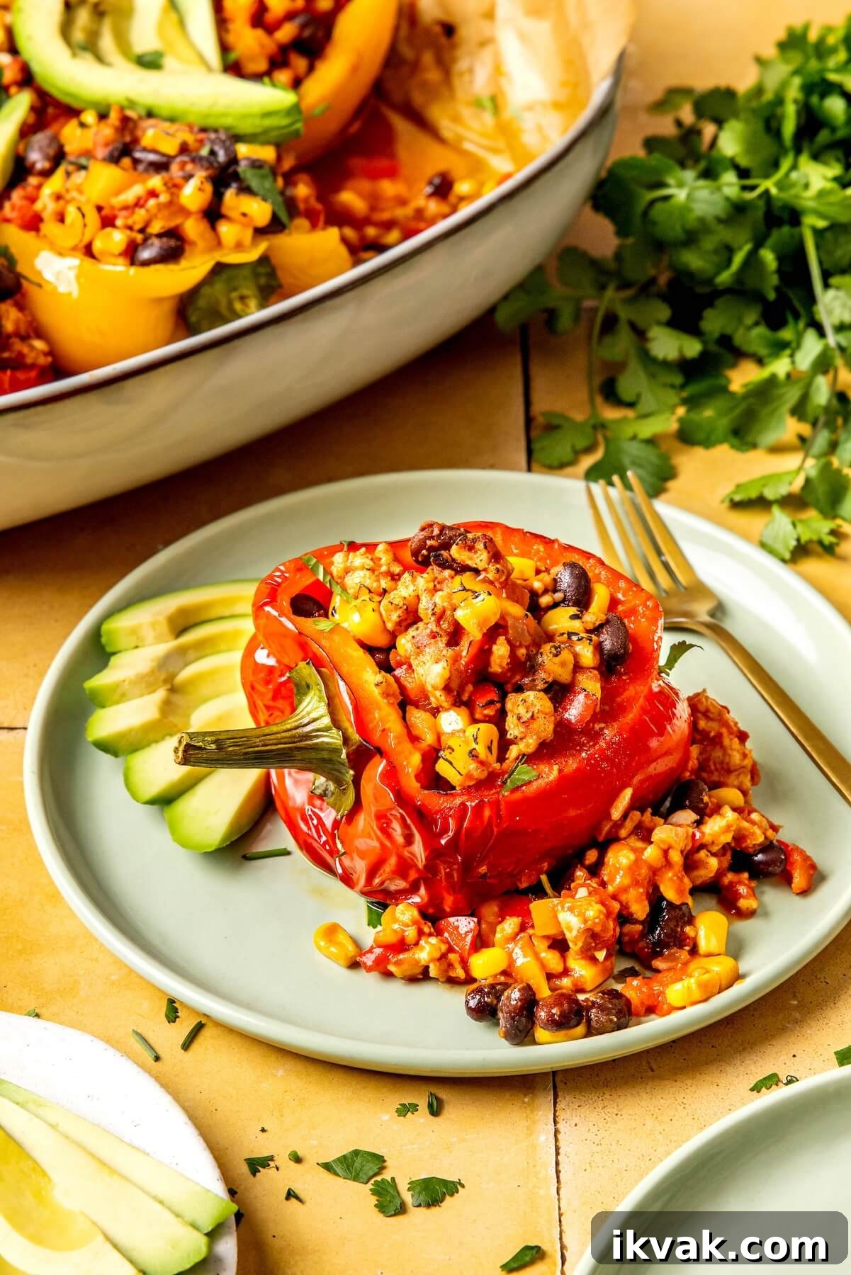 Southwest-Style Stuffed Peppers with Savory Beef and Corn 4 Southwest Stuffed Peppers with Black Beans and Corn - Olivia Adriance
