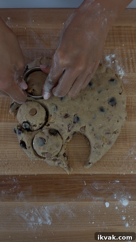 Scones arranged on baking sheet