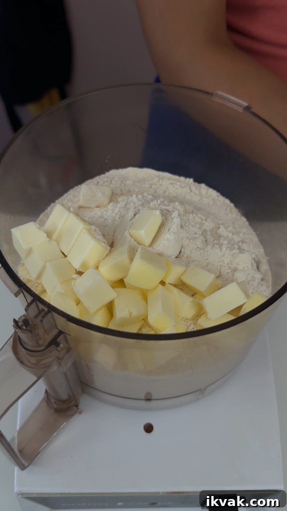Butter mixed into dry ingredients
