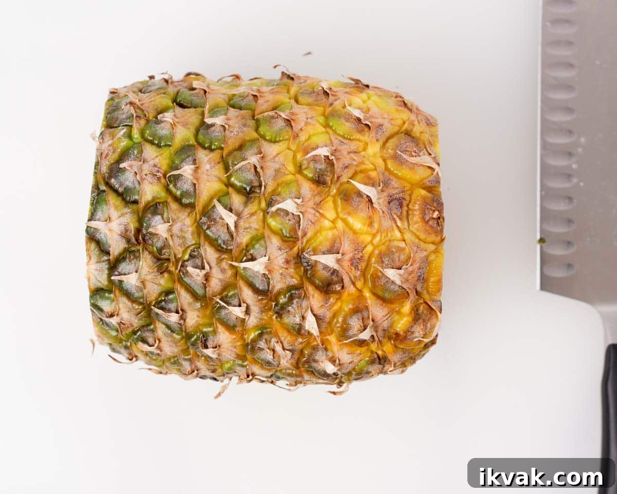 Preparing pineapple