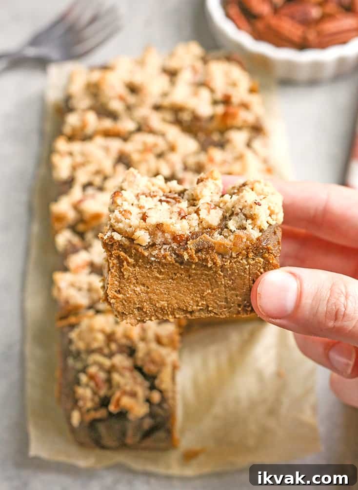 These Paleo Pumpkin Pie Crumb Bars are thick, spiced just right, and so delicious! With just a few ingredients these bars can be whipped up. They're gluten free, dairy free, naturally sweetened, and low FODMAP.