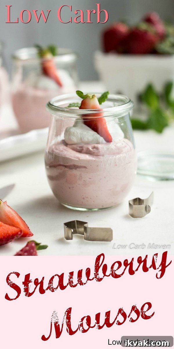 Low Carb Strawberry Mousse is easy to make and uses an ingredient for a vibrant strawberry flavor! | low carb, gluten-free, keto, thm |LowCarbMaven