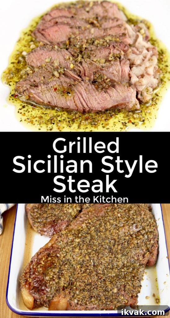 Grilled Sicilian Style Steak collage
