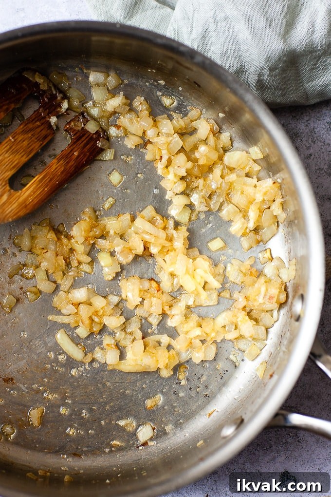 Onions in oil for making risotto.