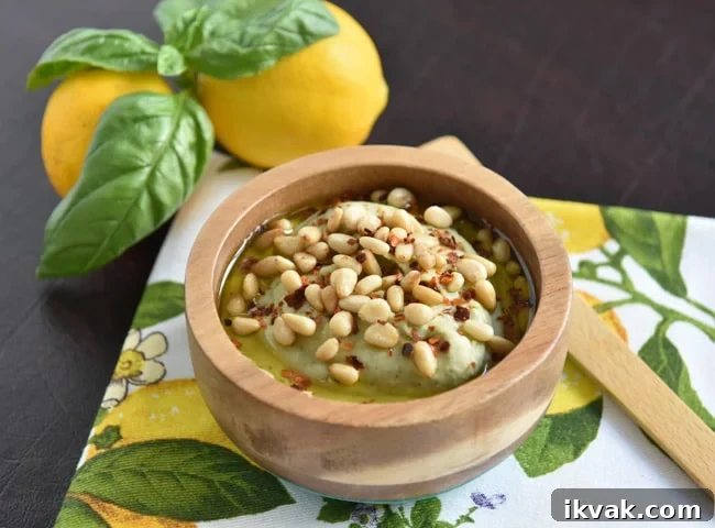 White Bean Hummus with Basil, Pine Nuts & Meyer Lemon 2 White bean basil hummus style dip with pine nuts and meyer lemon