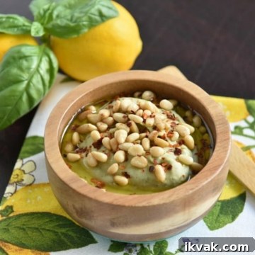 White Bean Hummus with Basil, Pine Nuts & Meyer Lemon 4 White bean basil hummus style dip with pine nuts and meyer lemon