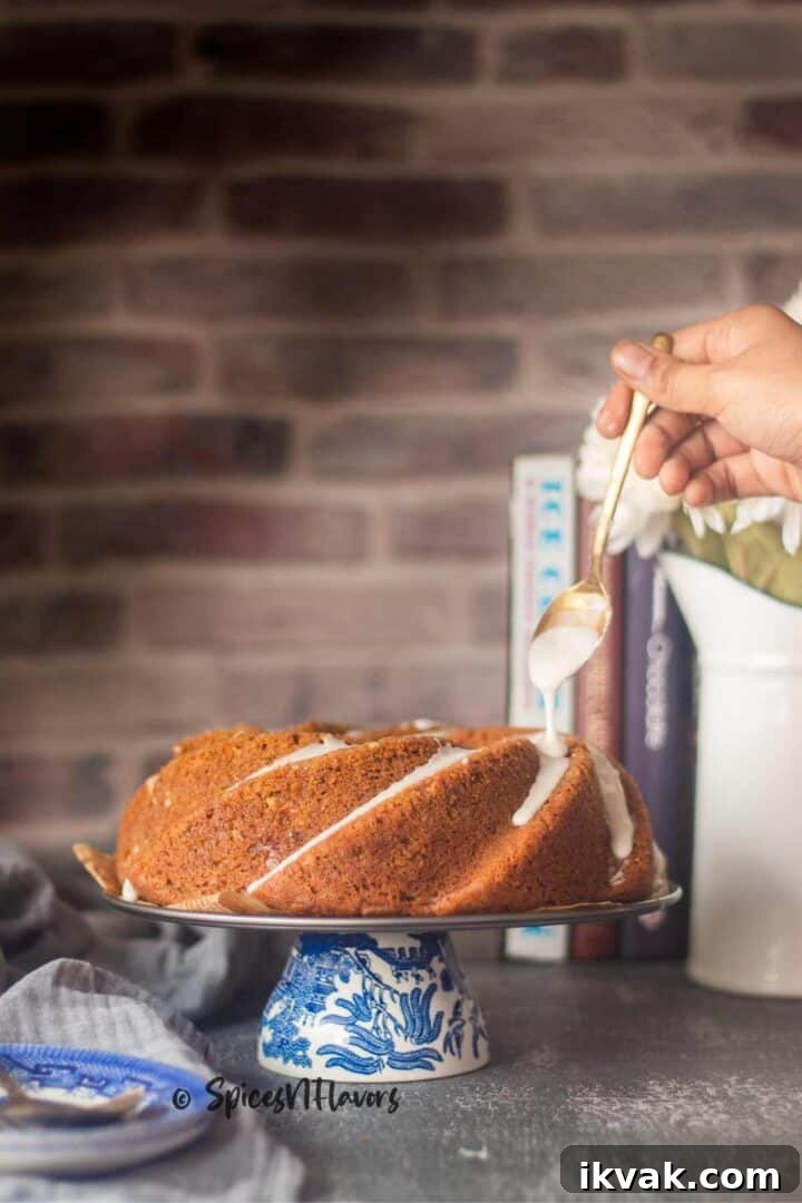 pour icing on top of the cake