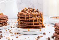 Turtle Pancakes with Caramel, Chocolate and Pecans