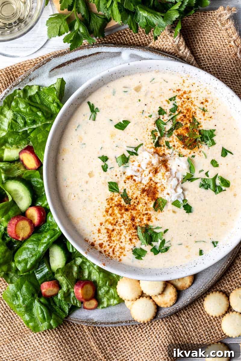 Classic Maryland Cream of Crab Soup Recipe 2 bowl of maryland cream of crab soup on plate with salad next to glass of wine.