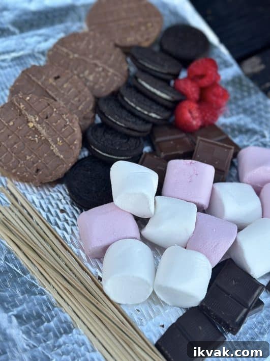 Classic S'mores Recipe: Gooey Chocolate and Toasted Marshmallows 2 S'mores on a plate