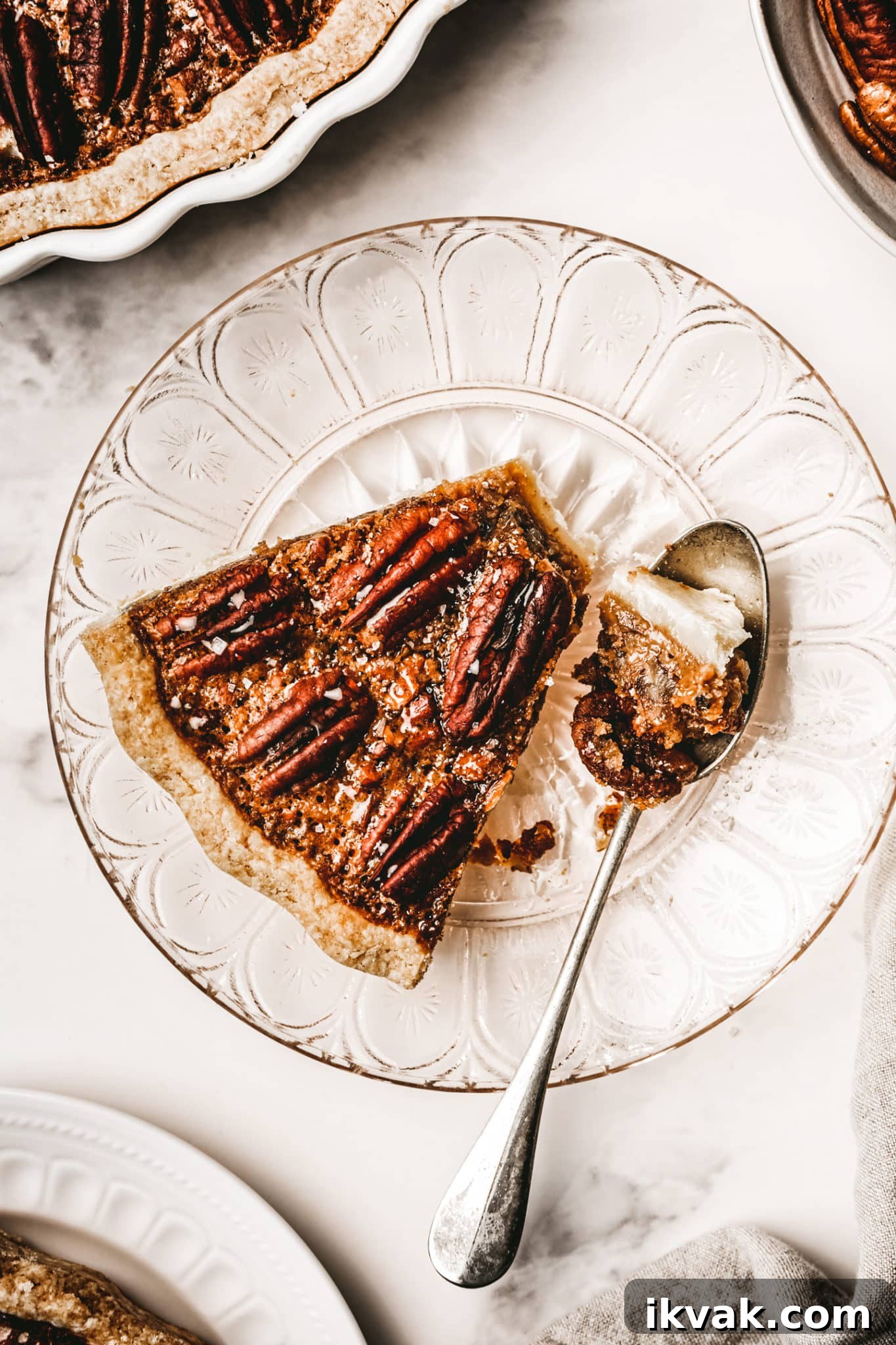maple pecan pie on a plate