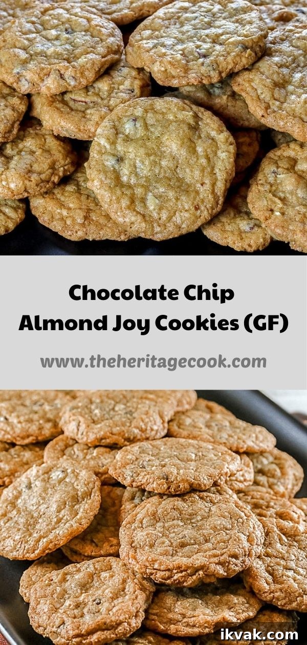 Chocolate Chip Almond Joy Cookies © 2020 Jane Bonacci, The Heritage Cook