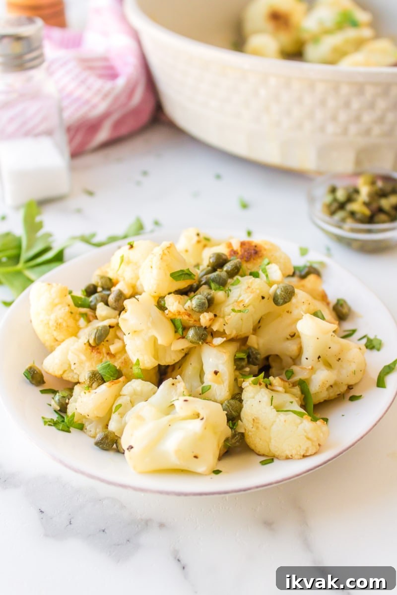 Cauliflower with Capers final presentation cauliflower with capers in a dish