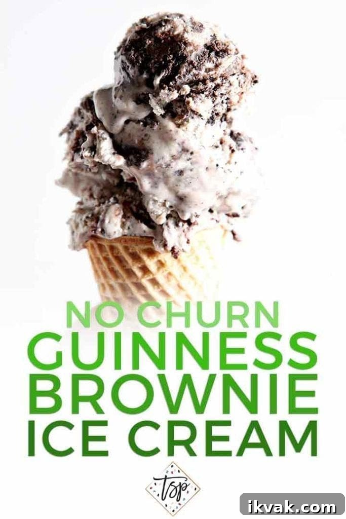 No Churn Fudge Brownie Ice Cream Recipe 9 Close up of a cone of No Churn Fudge Brownie Ice Cream